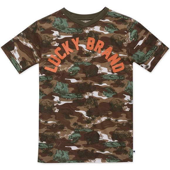 LUCKY BRAND Camouflage V-Neck Tee Skateboard Bears - Picture 10 of 10